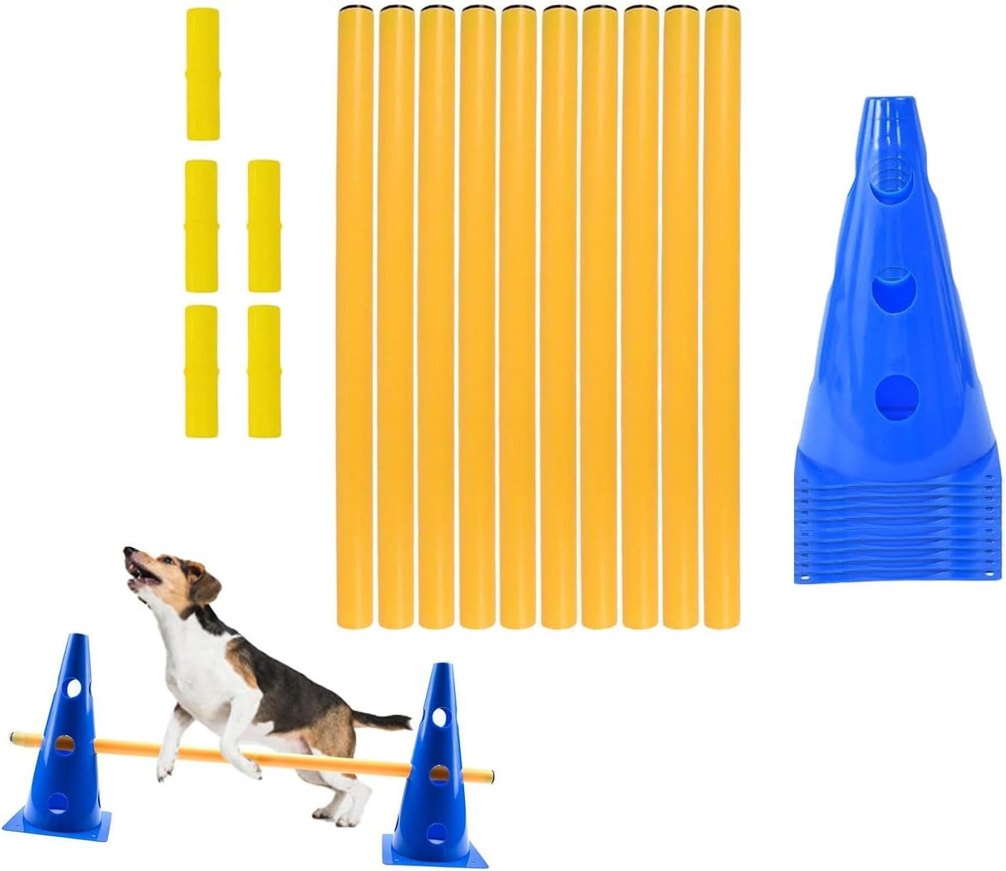 Pet Agility Training - Dog Jump Set, Hurdle Cone Kit, Pole Exercise Equipment, Play Gear Package, Yard Activity Set | Secure Frame Design Enhancing Performance for Usage for Backyard Outdoor Indoor Ho