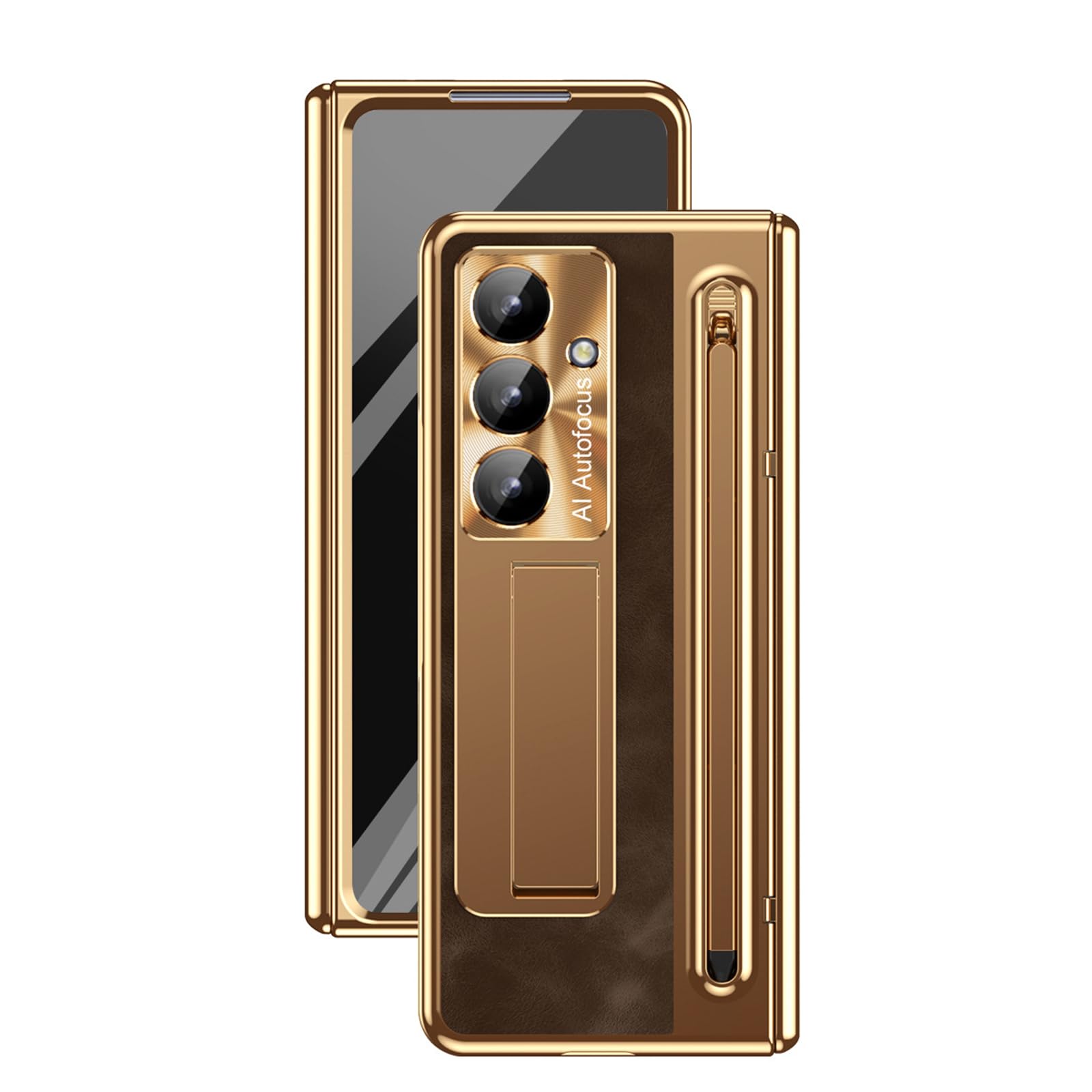 Funda Samsung Galaxy Z Fold 8 Ultra en cuero de lujo con soporte de bisagra
