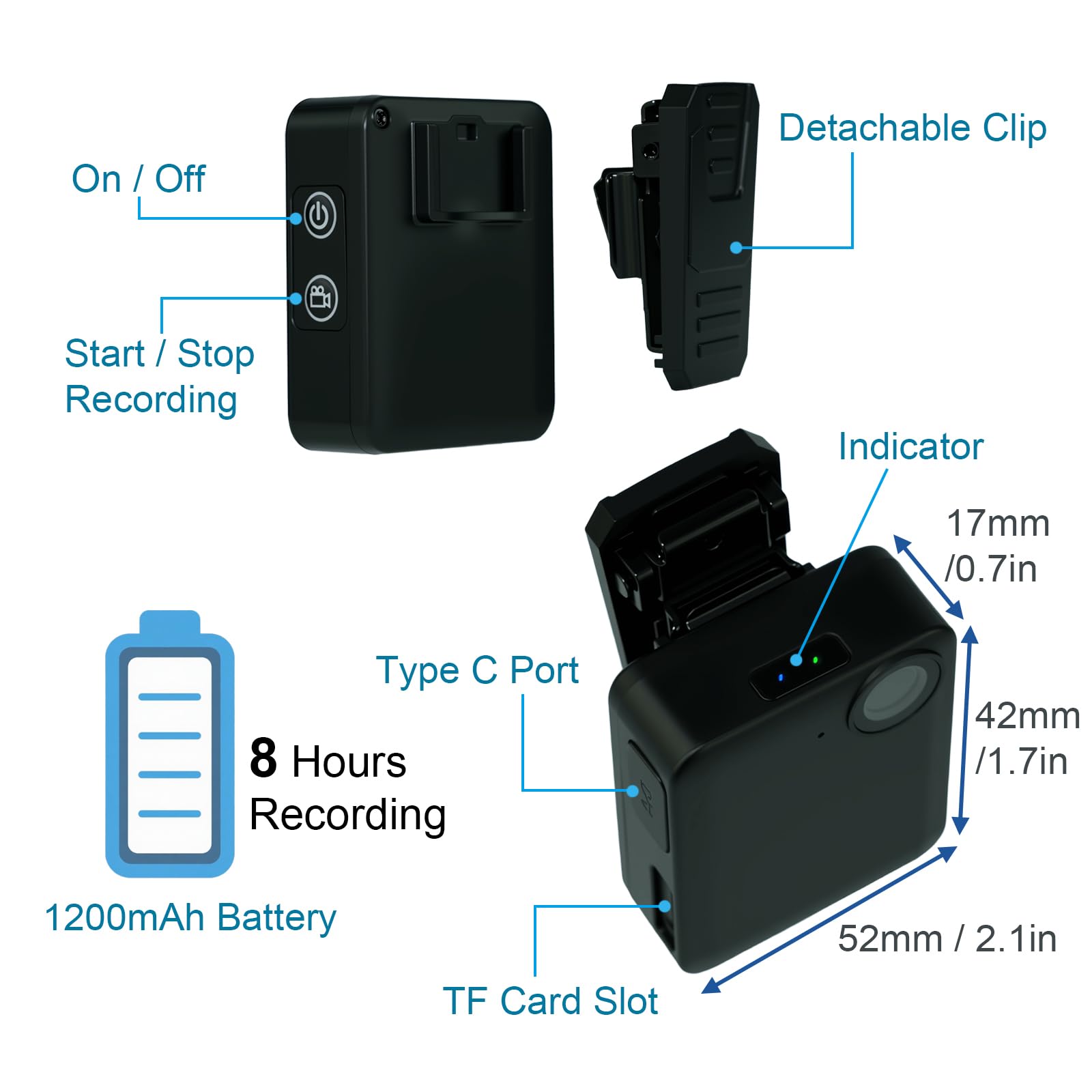 Small Body Camera, Full HD Mini Camera Body Wear Camera, 1080P 120° Groothoek Draadloze Draagbare Mini Persoonlijke Pocket Video Camera met Nachtzicht Small Body Camera, Full HD Mini Camera Body Wear Camera, 1080P 120° Groothoek Draadloze Draagbare Mini Persoonlijke Pocket Video Camera met Nachtzicht