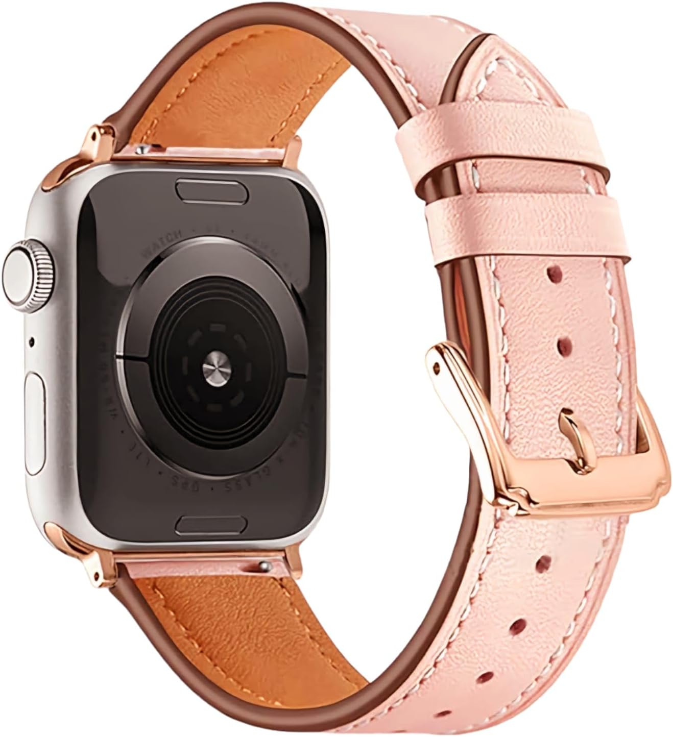 Genuine Leather (Interior and Exterior Both Sides) Wrist Replacement Band [Compatible with Apple iWatch] For Men & Women Sweatproof Strap