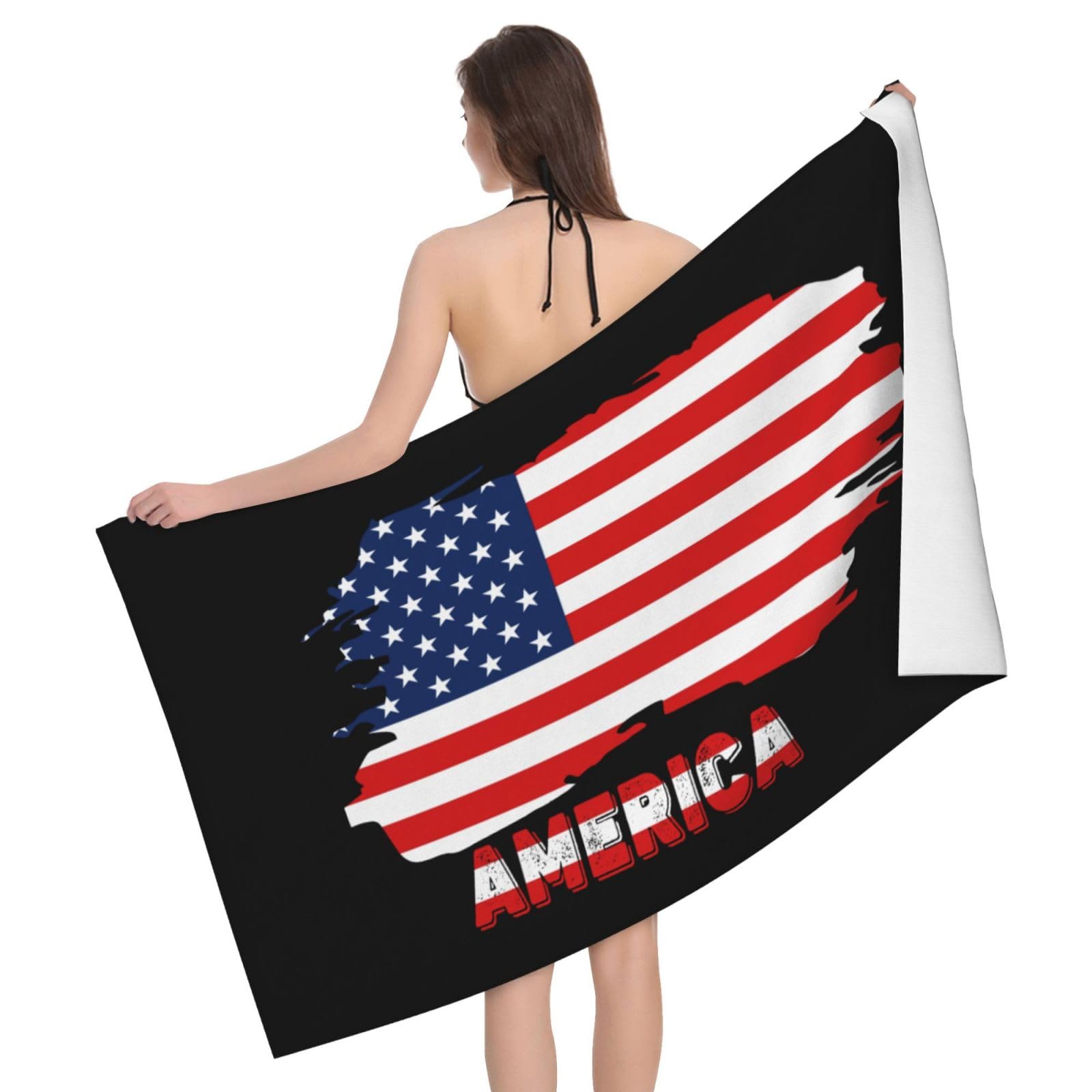 HLBSDM Microfiber America Flag Beach Towel Quick Dry Soft Sand Free Beach Towels for Pool Swim Beach Lightweight Thin Towels