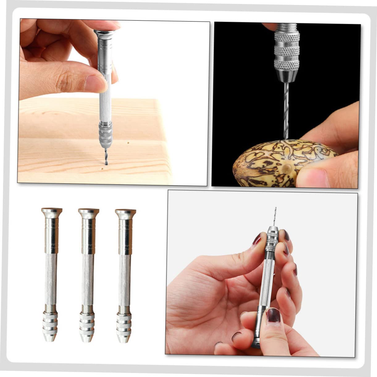 jojofuny 12piezas Taladro Manual Mini Para Perforación De Herramienta De Carving De Alta Precisión Para y Modelismo Para Hacer Walnut y Bodhi