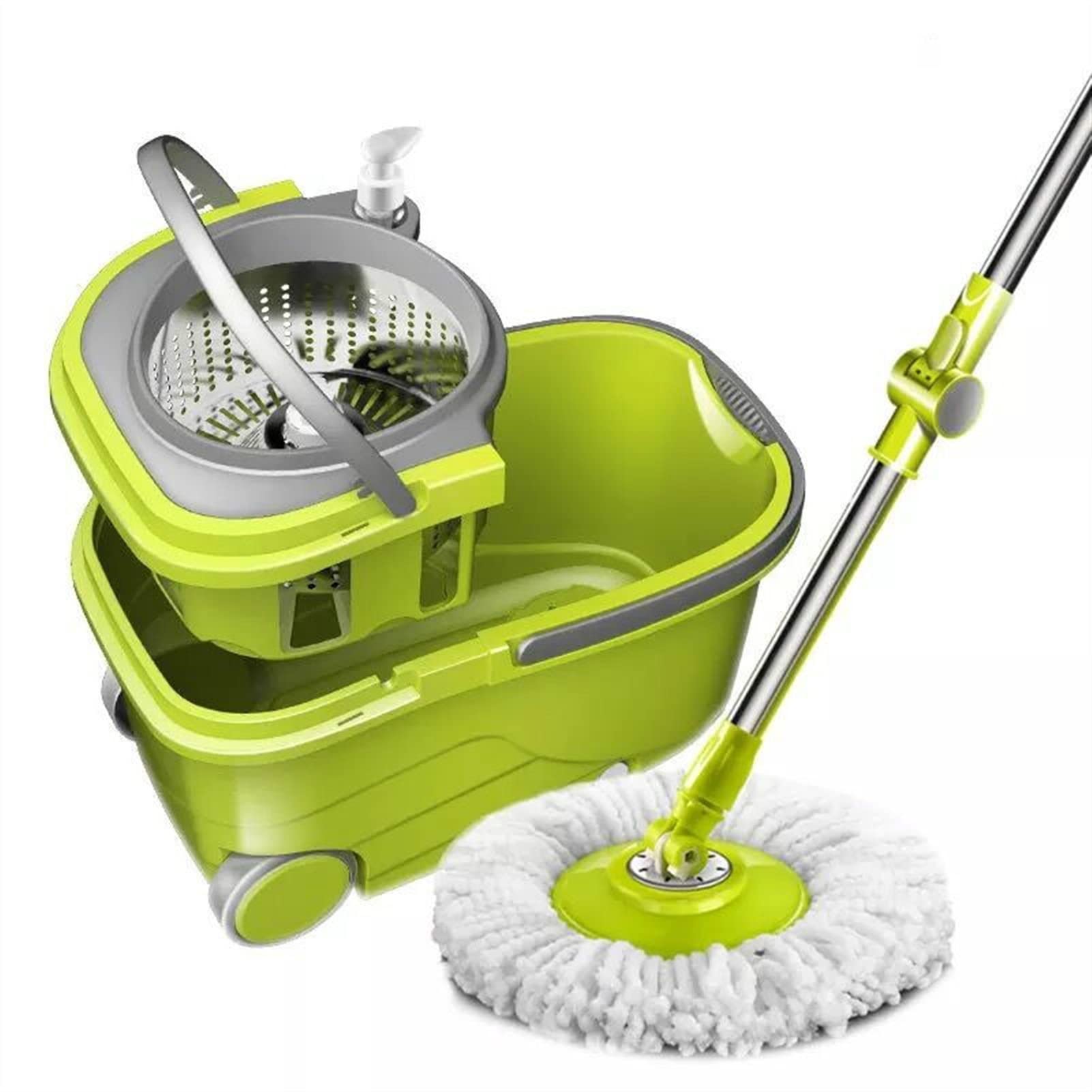 Mocio Acciaio inossidabile Rolling Spin Sistema MOP Sistema con ruote e distributore di sapone MICOFERIO MOP SOSPESA SEPARAZIONE SEPARAZIONE MULTIPURUPUPUPUPUPUPUPURY Strumenti di pulizia domestica Mo