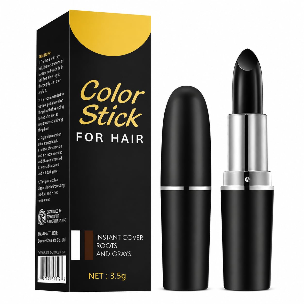 Natural Hair Color Root Touch Up For Grey Hair, Non-Toxic White Hair Coverage Touch Up Hair Dye Pencil For Men & Women (Black, 1 count)-image-38