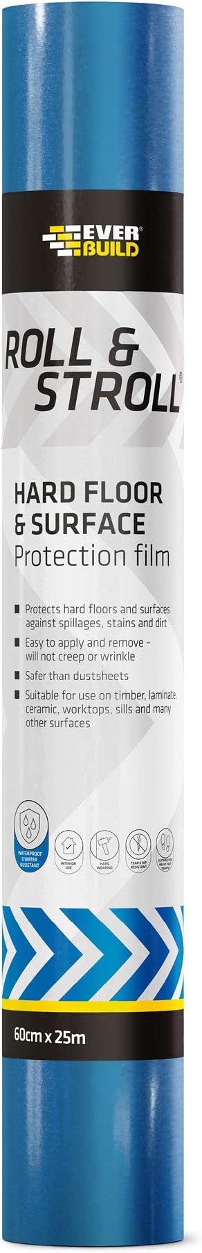 Roll & Stroll Hard Surface Protector – Self-Adhesive – Totally Waterproof – Transparent Blue – 600mm x 25m