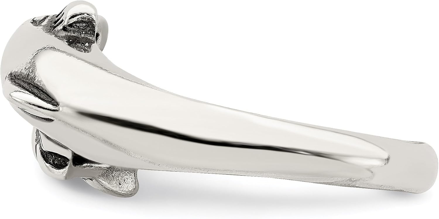Diamond2Deal Solid 925 Sterling Silver Dolphin Ring