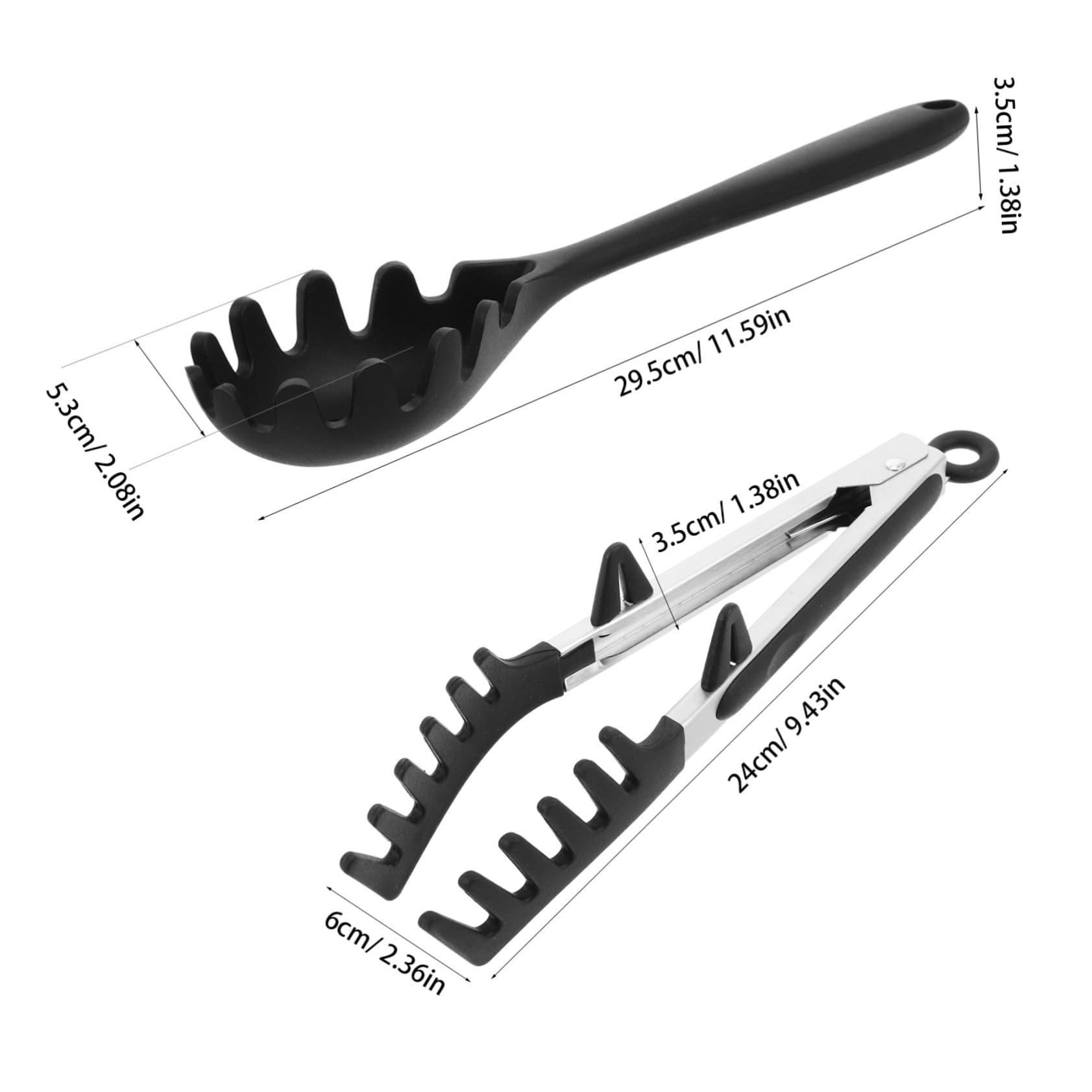 Luxshiny 1 Set Spaghetti Spoon Pasta Tong Set Silicone Pasta Fork With Teeth Heat Resistant Noodle Spoon Server For Cooking And Serving Black