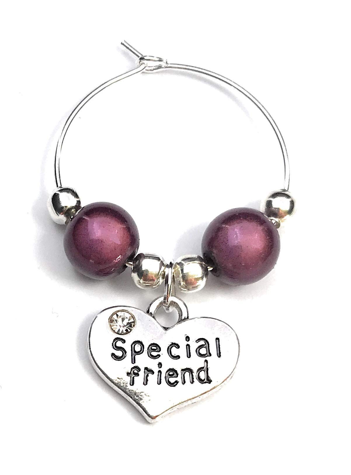 Libby's Market Place Multi Special Friend Wine Glass Charm On A Gift Card
