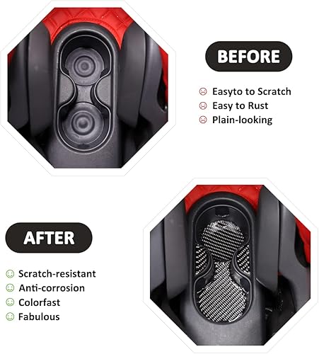 Miniatura 5 de HAPPYHORSE Adhesivo de fibra de carbono para automóvil compatible con Fiat 500 2010-2019, calcomanía de fibra de carbono real, accesorios de