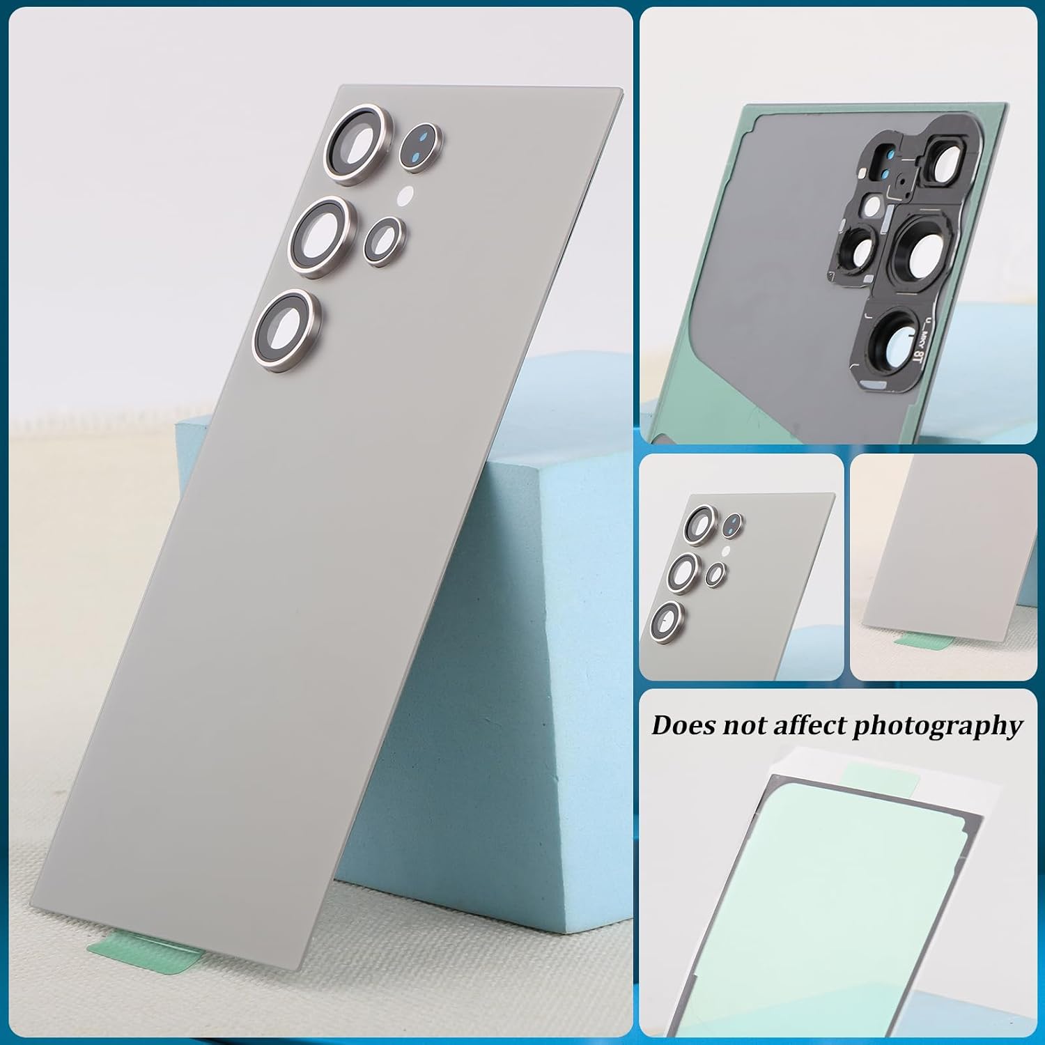 for Samsung Galaxy S24 Ultra Back Glass Replacement for Samsung S24 Ultra 5G G928 Rear Glass Replacement Battery Cover Housing Door Accessories Parts with Repair Tools (Titanium Gray)