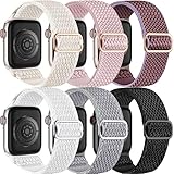 Lerobo 6 Pack Stretchy Braided Bands Compatible for Apple Watch Band 44mm 45mm 42mm 49mm Women Men,E