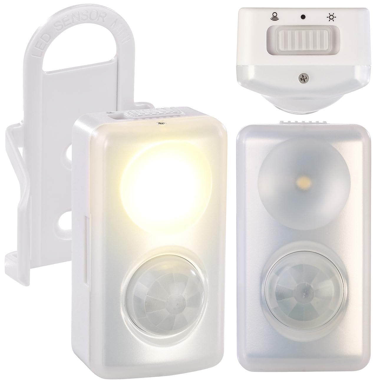 PEARL Nachtlicht mit Batterie: 4er-Set LED-Nachtlicht, Bewegungs-/Dämmerungs-Sensor, Batteriebetrieb (Batterie Wand, Sensor, Baby)