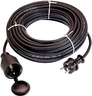 as - Schwabe alargador de Cables 50 m H05RR-F 3G1,5 - Cable de extensión 230 V / 16 A / 3.500 W - con Tapa de protección - Resistente al Polvo y a Las Salpicaduras IP44 - Negro, 60365