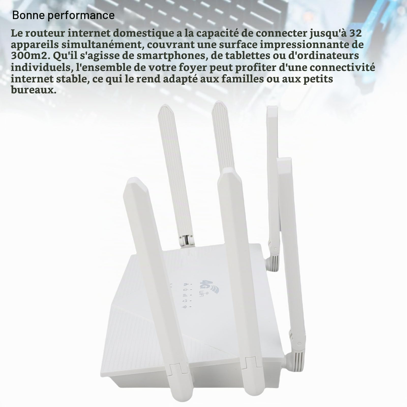 Jectse Routeur WiFi 6, 4G / 5G CPE LTE 300 Mbps, 802.11b G N, Routeur sans Fil avec Fente de Carte SIM, 6 Antennes, Prend en Charge jusqu'à 32 Appareils, Configuration Facile