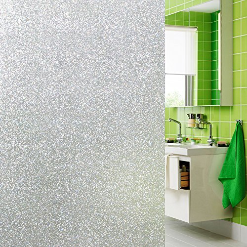 Qualsen privacy window film frosted glass film matte white non-adhesive static window cling anti-uv window sticker for bathroom home office kitchen living room front door (35.4 x 78.7 inch)