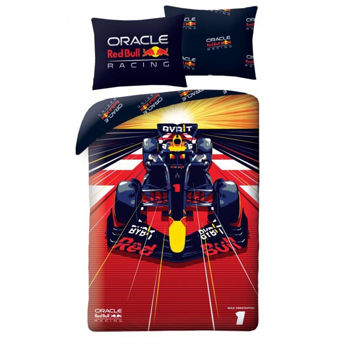 Halantex Red Bull Racing Reversible Bedding Set, 100% Cotton, Duvet Cover 140 x 200 cm + Pillowcase