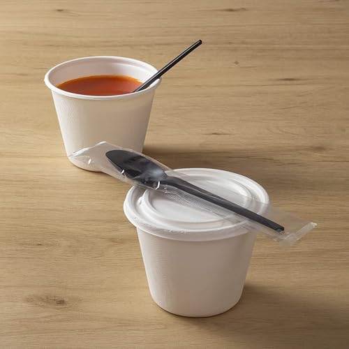 Miniatura 5 de Basic Nature - Cucharas compostables envueltas de 6.5 pulgadas, 250 cubiertos a base de plantas envueltos individualmente, para alimentos calientes