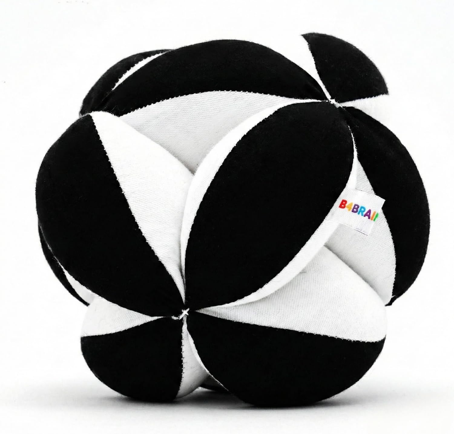 B4BRAIN Clutch Ball For 0-1 Year Babies With Rattle For Brain Development Soft Plush Cotton Best Toys For Babies Kids Infants, Kickball (Multicolor)