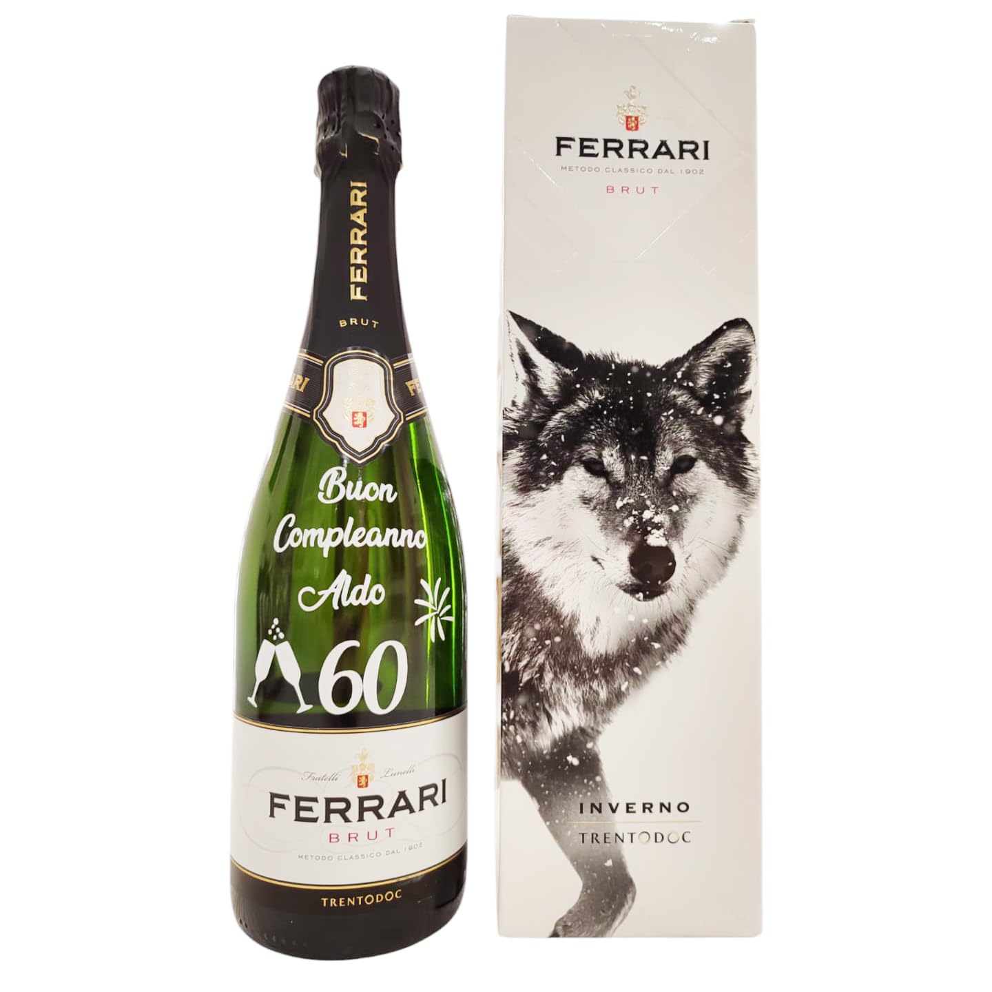 Generico Bottiglia Brut Spumante con Scritta ed Emoticon Personalizzabili, Fiocco con Dettaglio Unico da Scegliere in Fase di Personalizzazione