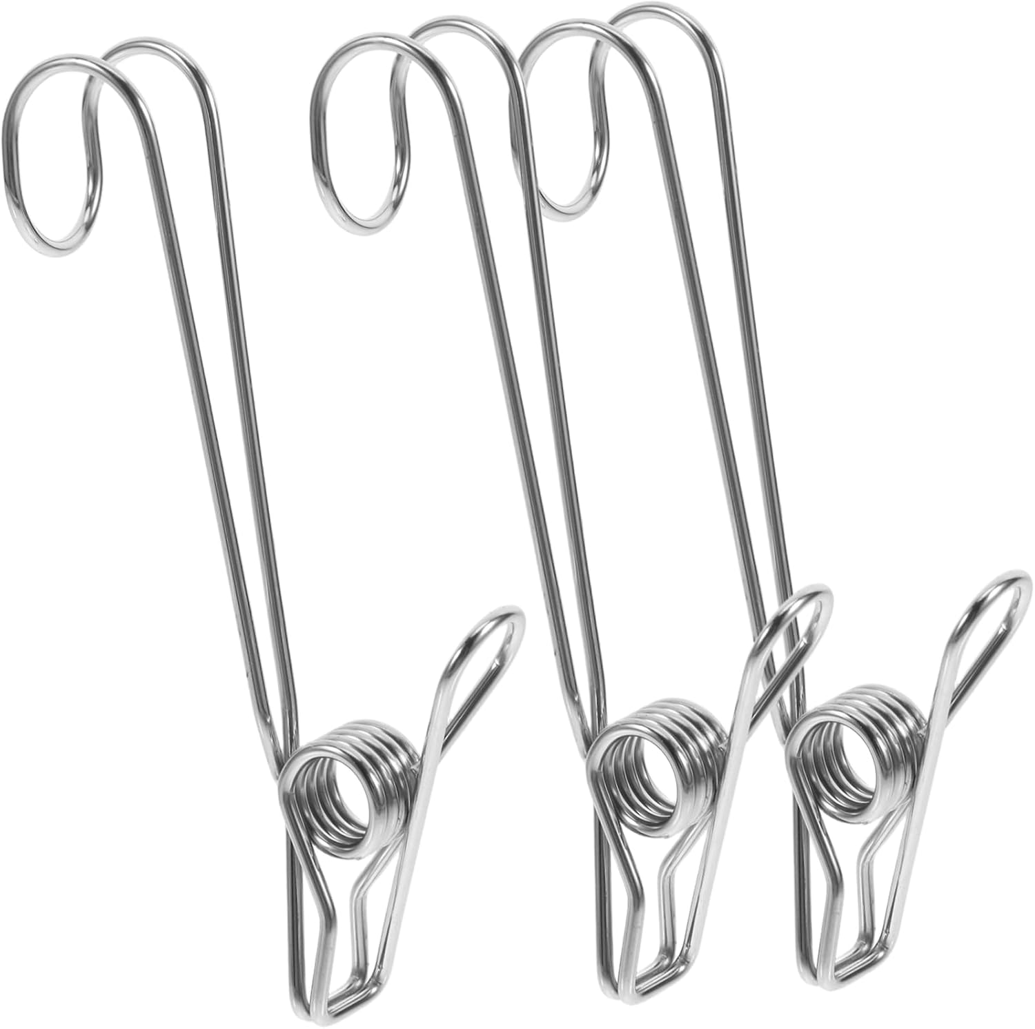 Healifty 10Pcs Heavy Duty Stainless Steel Clothespins with Hooks for Hanging Clothes Windproof Spring Clips for Outdoor Laundry Versatile Drying Pegs for Home and Travel