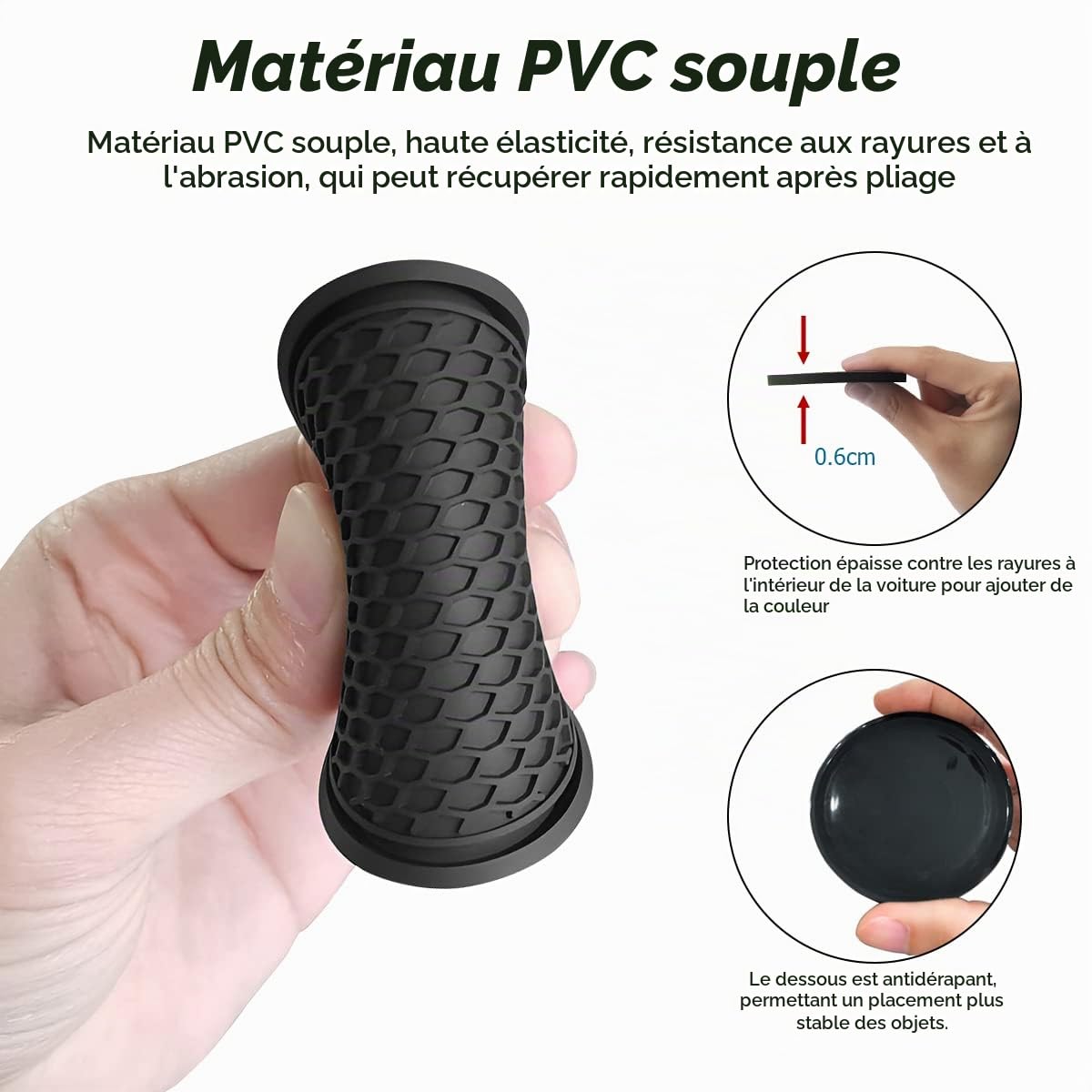 CGEAMDY 4 Pièces Sous Verres Voiture Universel Anti Dérapant en Silicone, Porte Gobelet en PVC Épais, Tapis Universels pour Gobelets Automobiles, Caboteur Tasse (Noir)