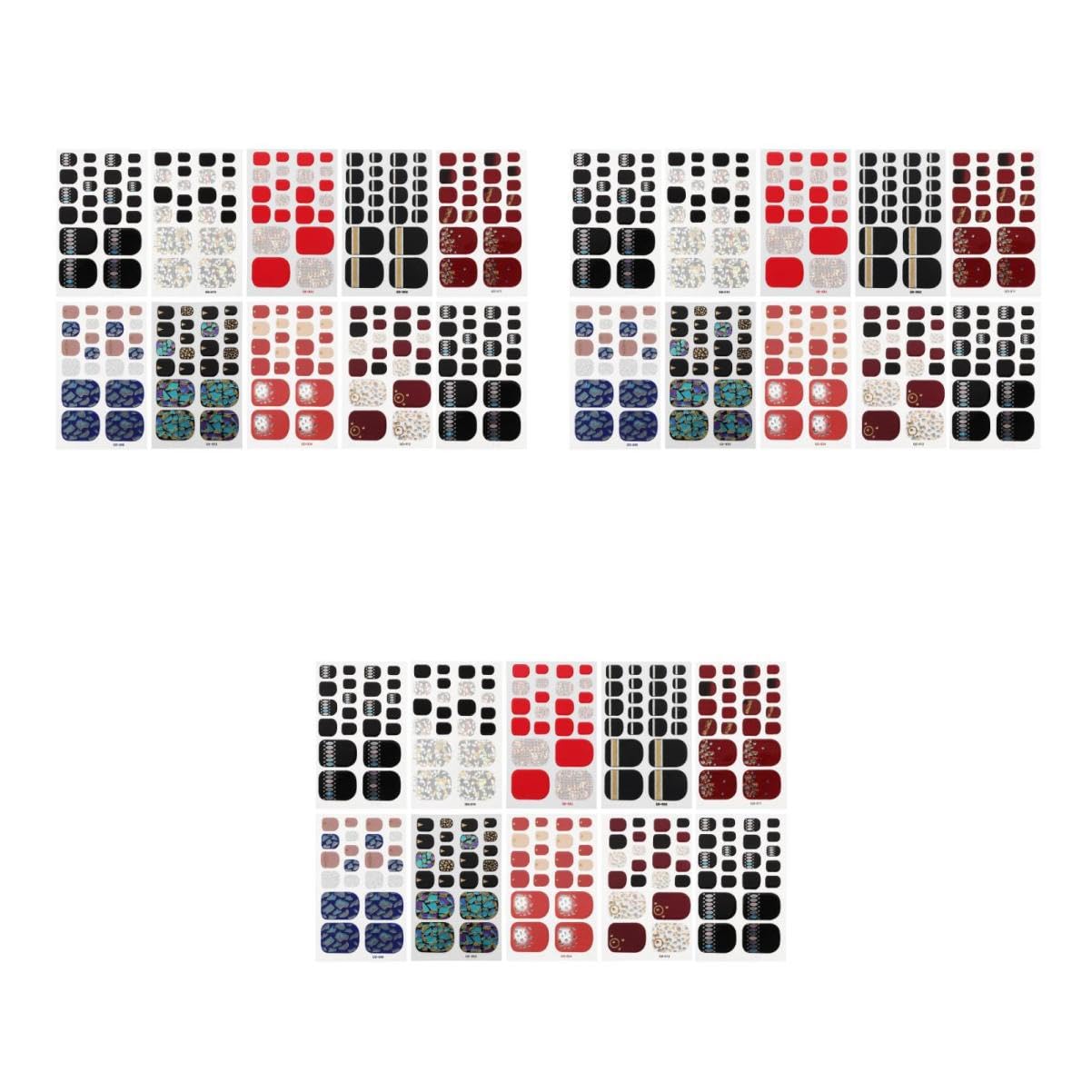 SHERCHPRY 3 Set Sticker Per Unghie Impermeabili Fantasie Colorate Per Decorazione Unghie Per Speciali E 12 Pezzi*3