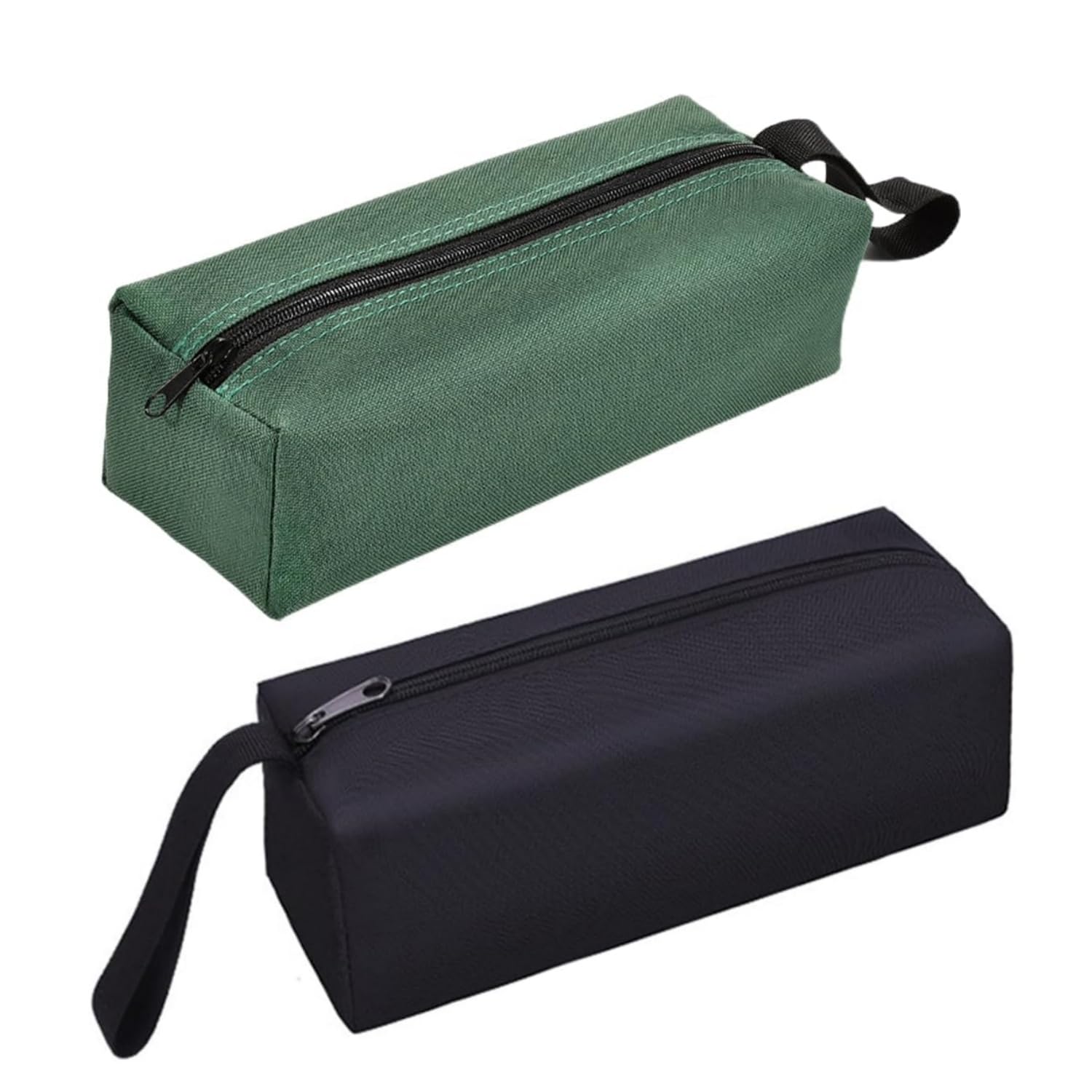 Bessy Shop Black, Green 2Pcs Canvas Tool Bag Set With Zipper Multipurpose Small Tool Pouch & Organizer, 25 * 10 * 10 Cm Durable Tote Storage Bag For Screwdrivers, Diy Tools (Black & Green)