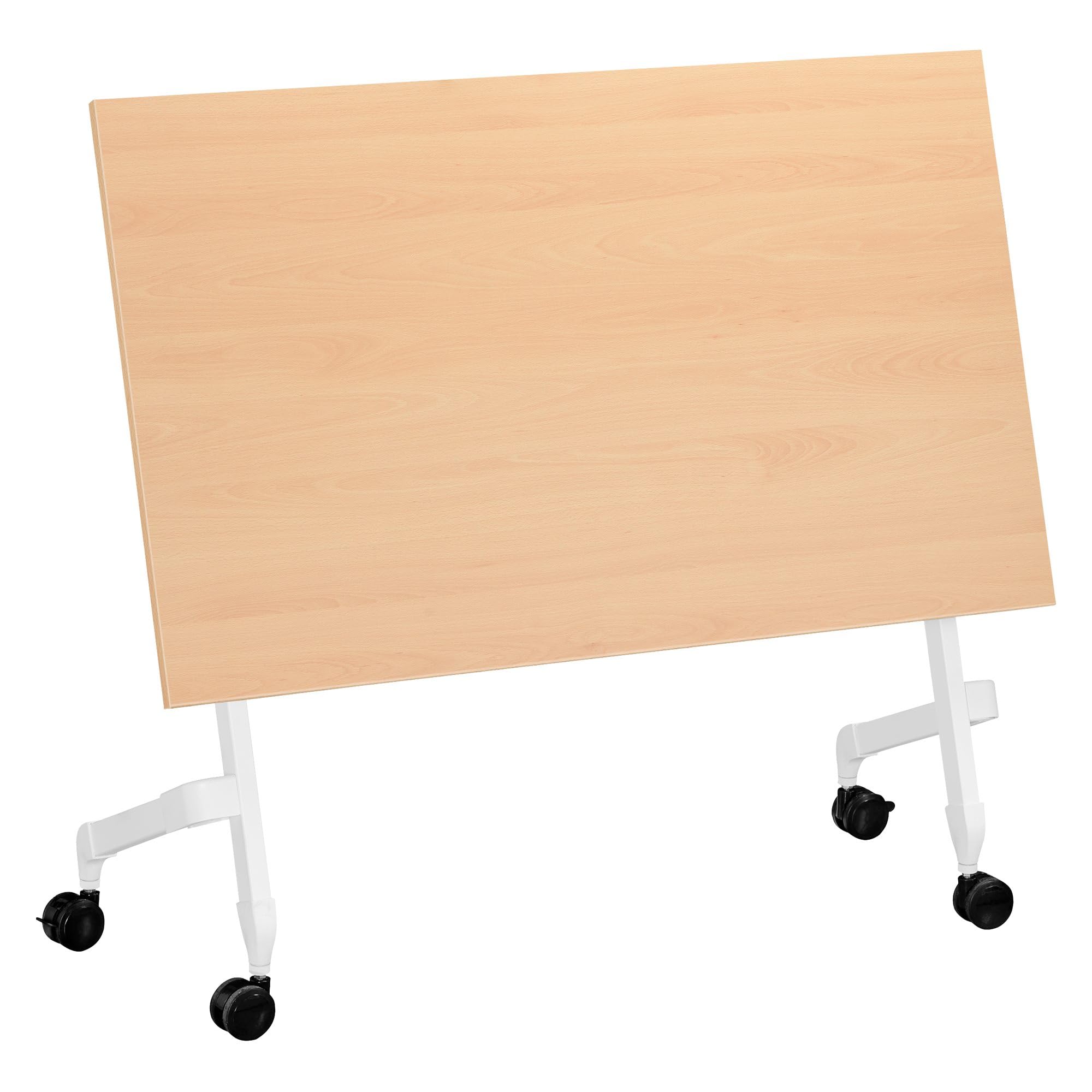 Table rabattable plateau hêtre L 120 x P 70 cm - Galice Plus (Blanc)