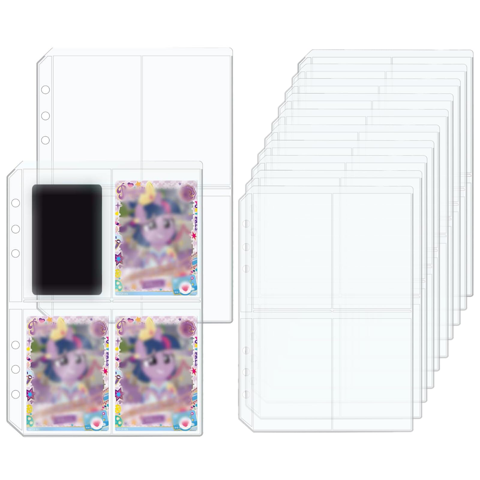 Mogoostry 12pcs 4-Pocket A5 Binder Sleeves Top Open Clear Sheet Protector