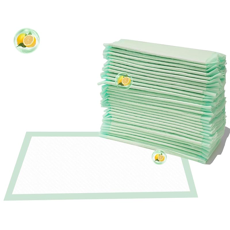 Tapetes Higiênicos para Gatos IMMCUTE com 6 Camadas e Aroma de Limão, Verde-Claro, 30 Unidades