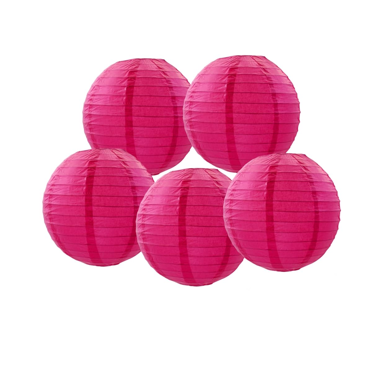 Paper Lanterns Chinese Paper Lantern lampshade Lights Round Lantern Ball Wedding Birthday Party Decorations (Hot Pink, 5 Pcs- 10" (25cm))