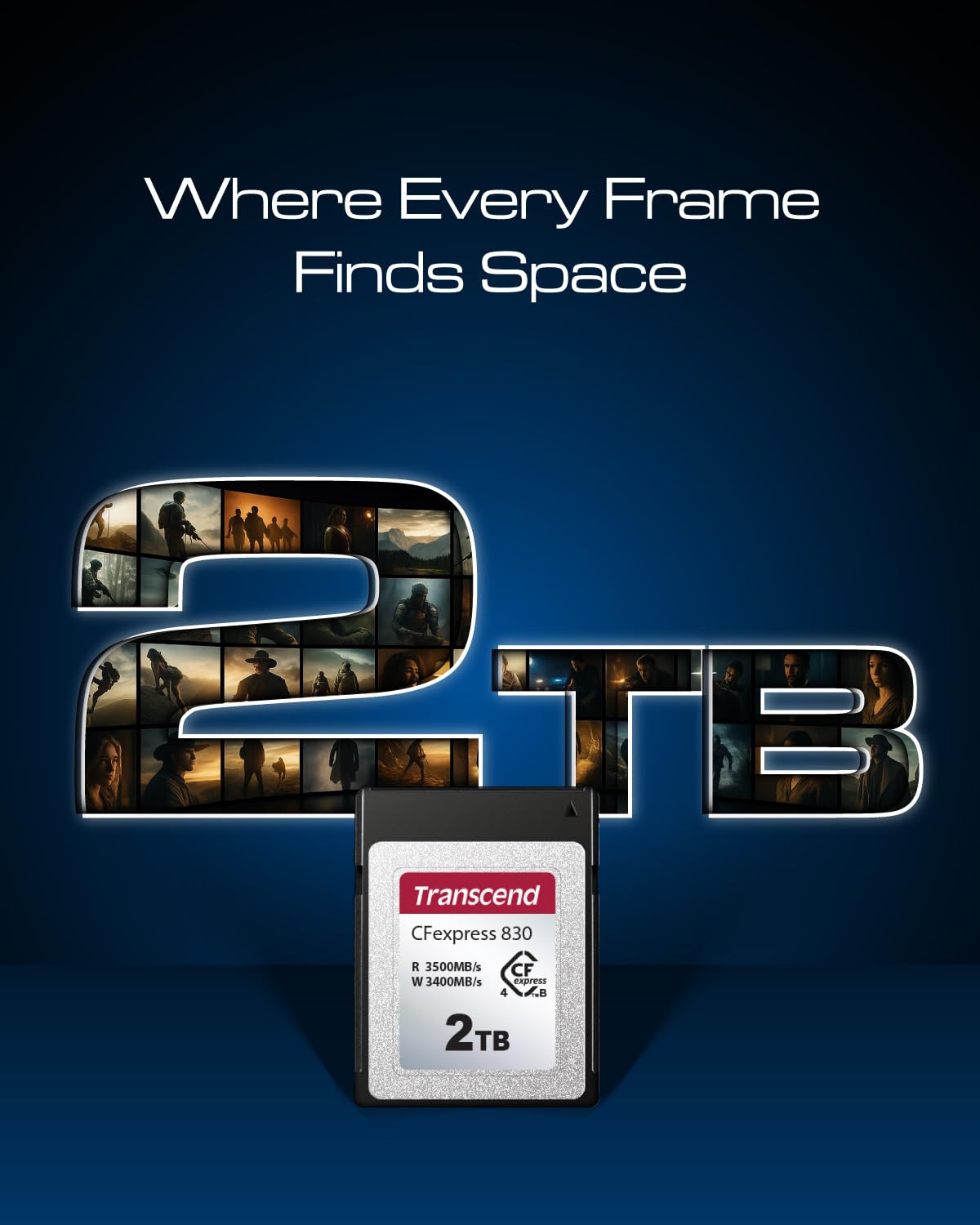 Transcend Tarjeta de memoria CFexpress4.0 830 tipo B de 2 TB para captura de video 4K/8K, velocidad de transferencia ultrarrápida de 3500 MB/s - TS2TCFE830