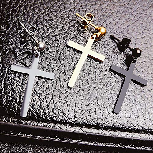 Brincos Walbest 1 peça punk masculinos e femininos de aço inoxidável com cruz brincos piercing joia