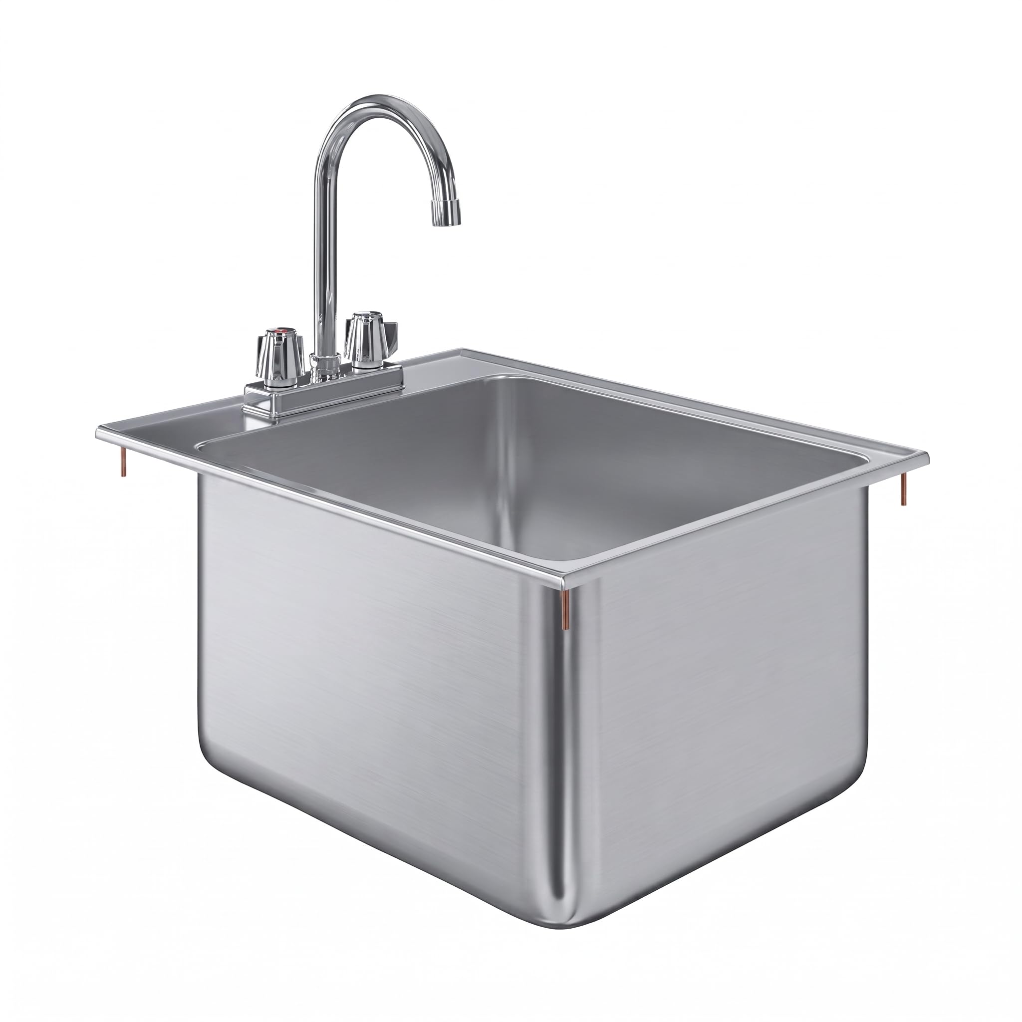AmGood 1 Compartment Drop-In Sink - 16 x 20 in. Overall, 14 x 16 x 10 in. Bowl - NSF 18-Gauge 304 Stainless Steel Self-Rimming Hand &amp; Prep Sink | Bar, Food Truck &amp; Concession (Faucet Included)
