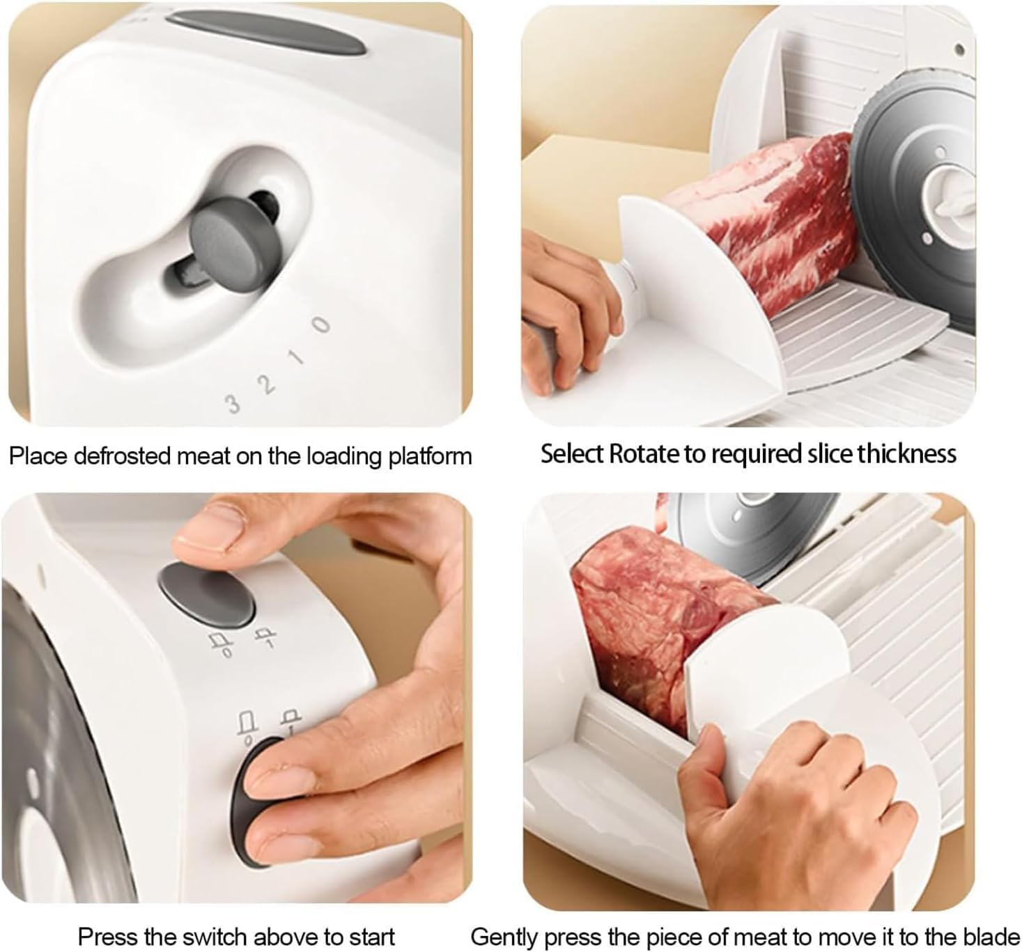 Affettatrice Per Alimenti, Affettatrice Elettrica Da 150 W, Affettatrice Per Alimenti In Acciaio Inossidabile Con Piattaforma Di Trasporto Staccabile, 3 Livelli Di Spessore Regolabile, Stoccaggio