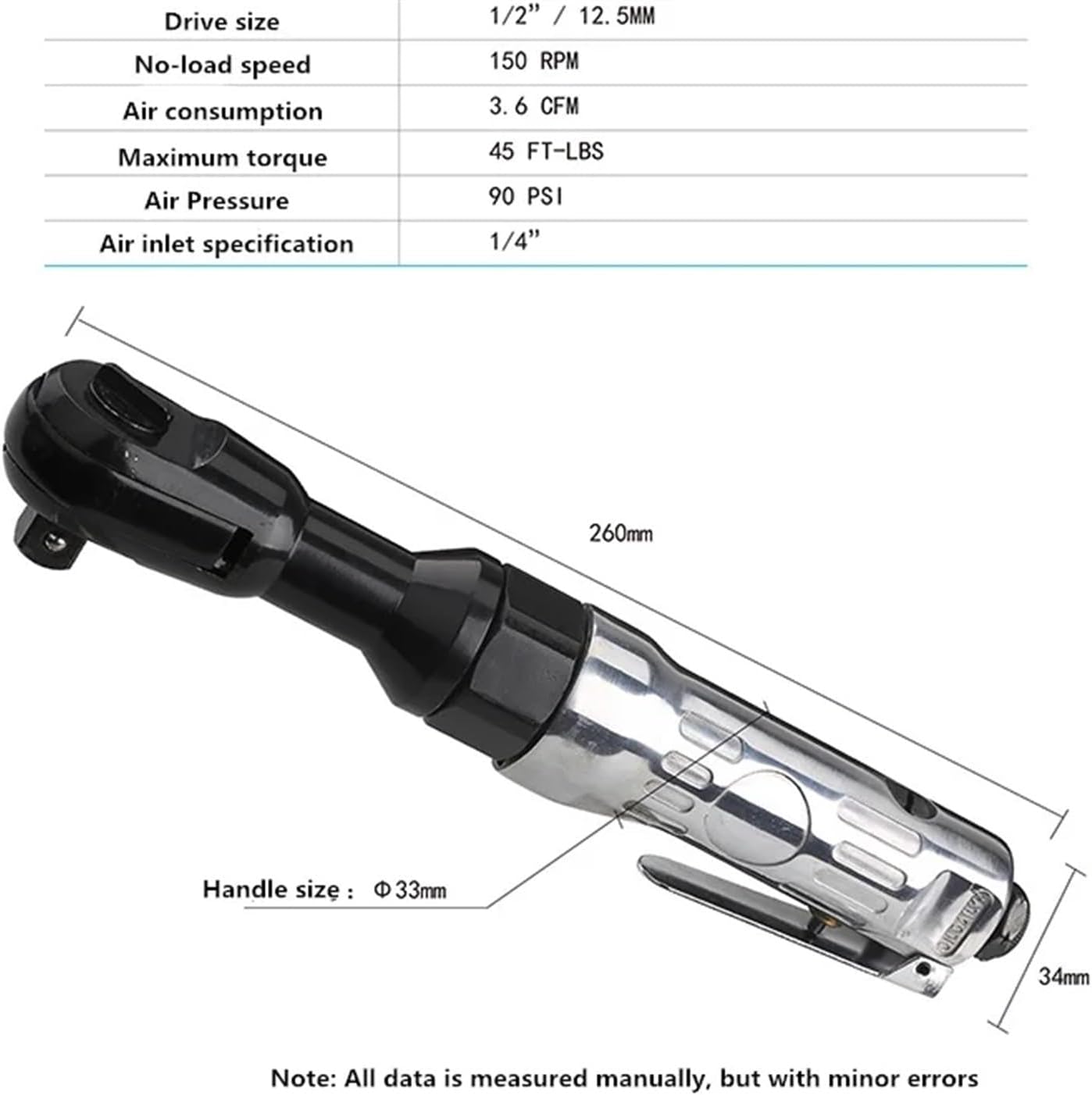 1/2 1/4 3/8 Pneumatic Air Ratchet Wrench Mini Spanner Square Tool Car Bicycle Repair Tools Speed Regulation To Adjust(WR-903)