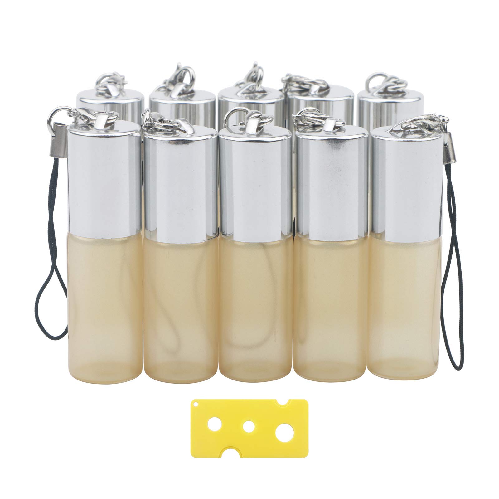 NewZoll Glass Roll-on Bottles Set, 10Pcs 5ml Roller Bottles with Opener, Stainless Steel Roller Balls Roller Bottles Vials for Essential Oil Fragrance Perfume Aromatherapy Lip Balms, Yellow