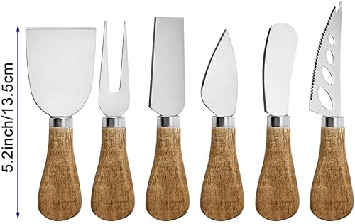 Miniatura 2 de Juego de cuchillos esparcidores para tablas de charcutería mantequilla de queso con asas de madera mini pinzas para servir cucharas tenedores