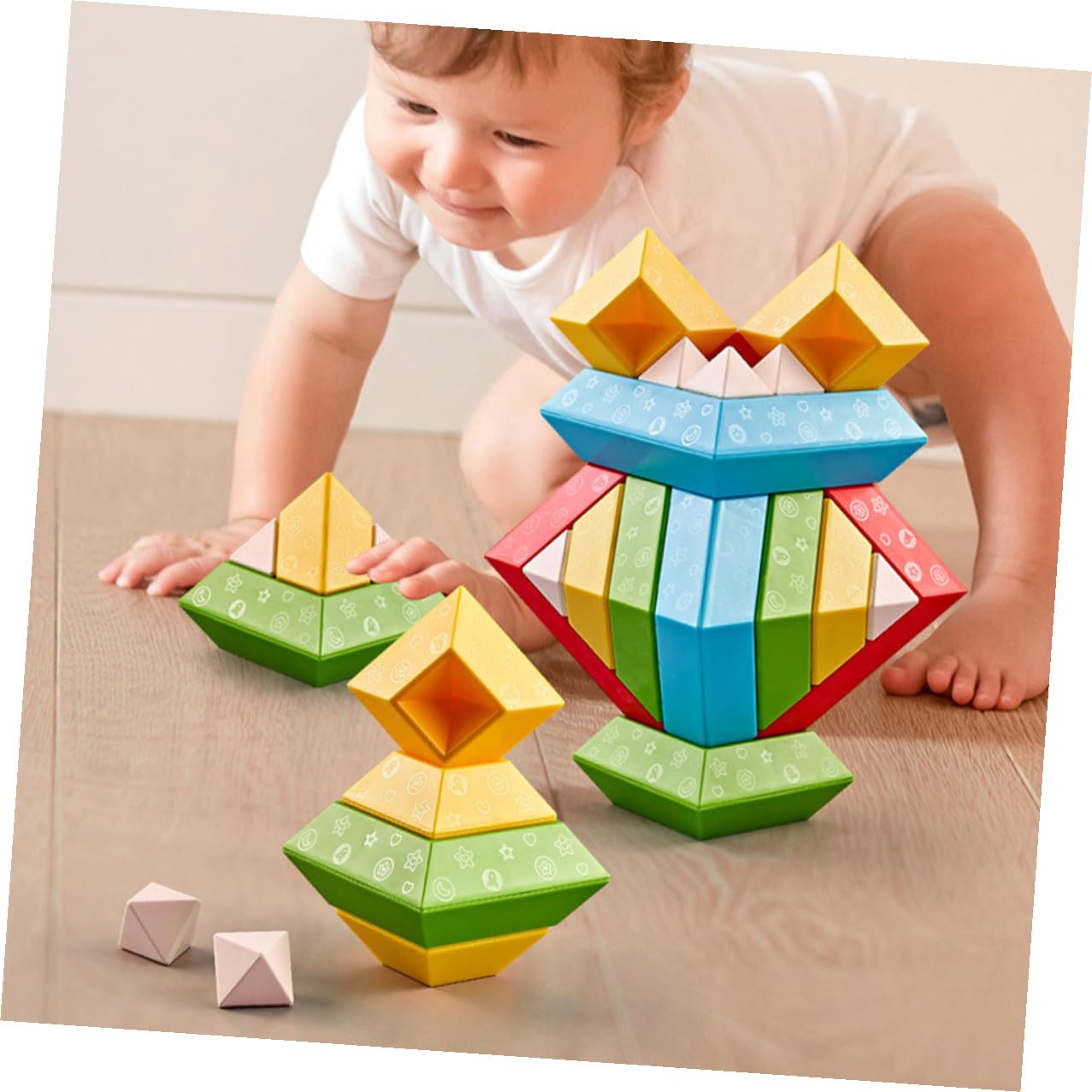POPETPOP 30 Piezas Bloques de Construcción de Colores para Juguetes Educativos de Formas Geométricas Desarrollo Motricidad Interactivo Infantil