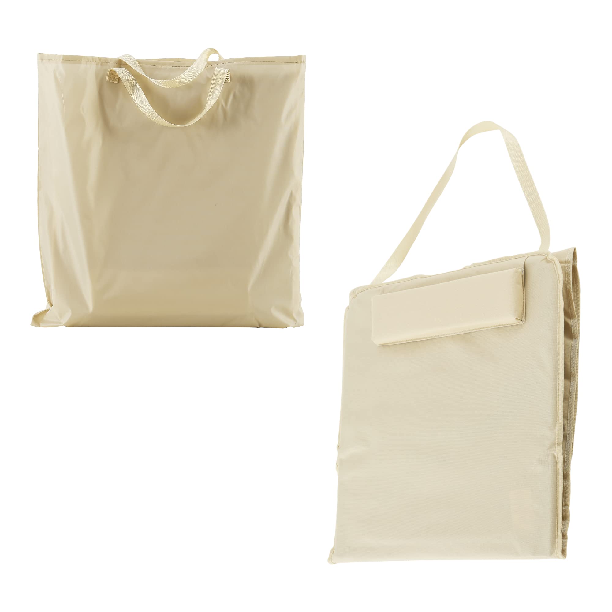 [en.casa] Set 2 Materassini Prendisole Pieghevoli Schienale Reclinabile 5 Posizioni Poggiatesta Tasca Posteriore Lettini per Spiaggia Giardino Campeggio con Borsa Trasporto - Beige