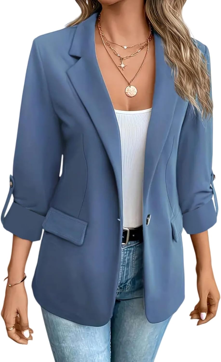 Women's Casual Long Sleeve Blazer Lapel Office Work Blazer Jacket | Blazer Elegant Long Sleeve Lapel Office Jacket Single Breasted Short Coat Plain