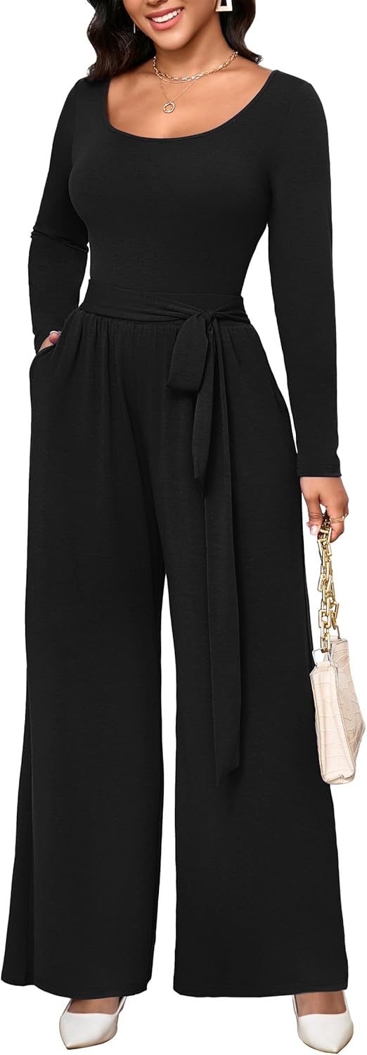 CLOCOR Womens 2 Piece Outfits Sweatsuits - Tracksuit Set Long Sleeve Crop Top & Drawstring Wide Leg Pants with Pockets - Image 2