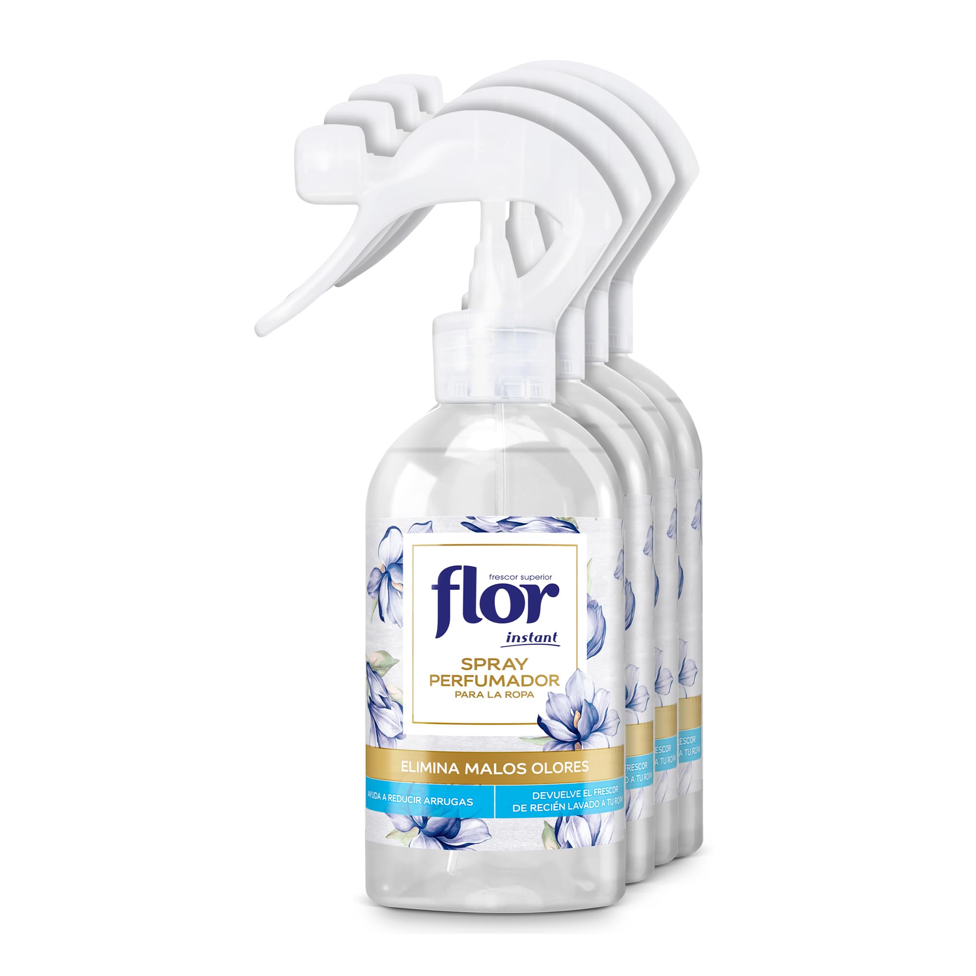 Pack de 4: Flor Instant Perfume Azul para Ropa - Frescura Duradera