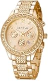 Luxury Unisex Pave Floating Crystal Diamonds Calendar Analog Quartz Watch Luminous Pointer with Stainless Steel Link Bracelet