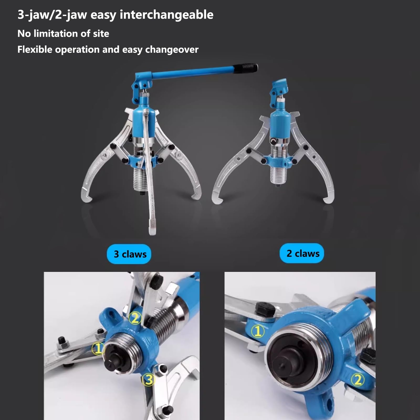 Separator łożysk, hydrauliczny ściągacz kół zębatych, regulowana konstrukcja 2-/3-szczękowa do zastosowań pionowych i poziomych, wytrzymałe narzędzie do oddzielania łożysk