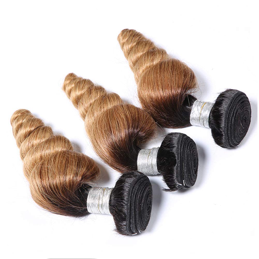 8A Grade Ombre Blond Hair Peruvian Virgin Hair Loose Wave Human Hair Weave Bundles 20 22 24 inches #T1b/27 Color