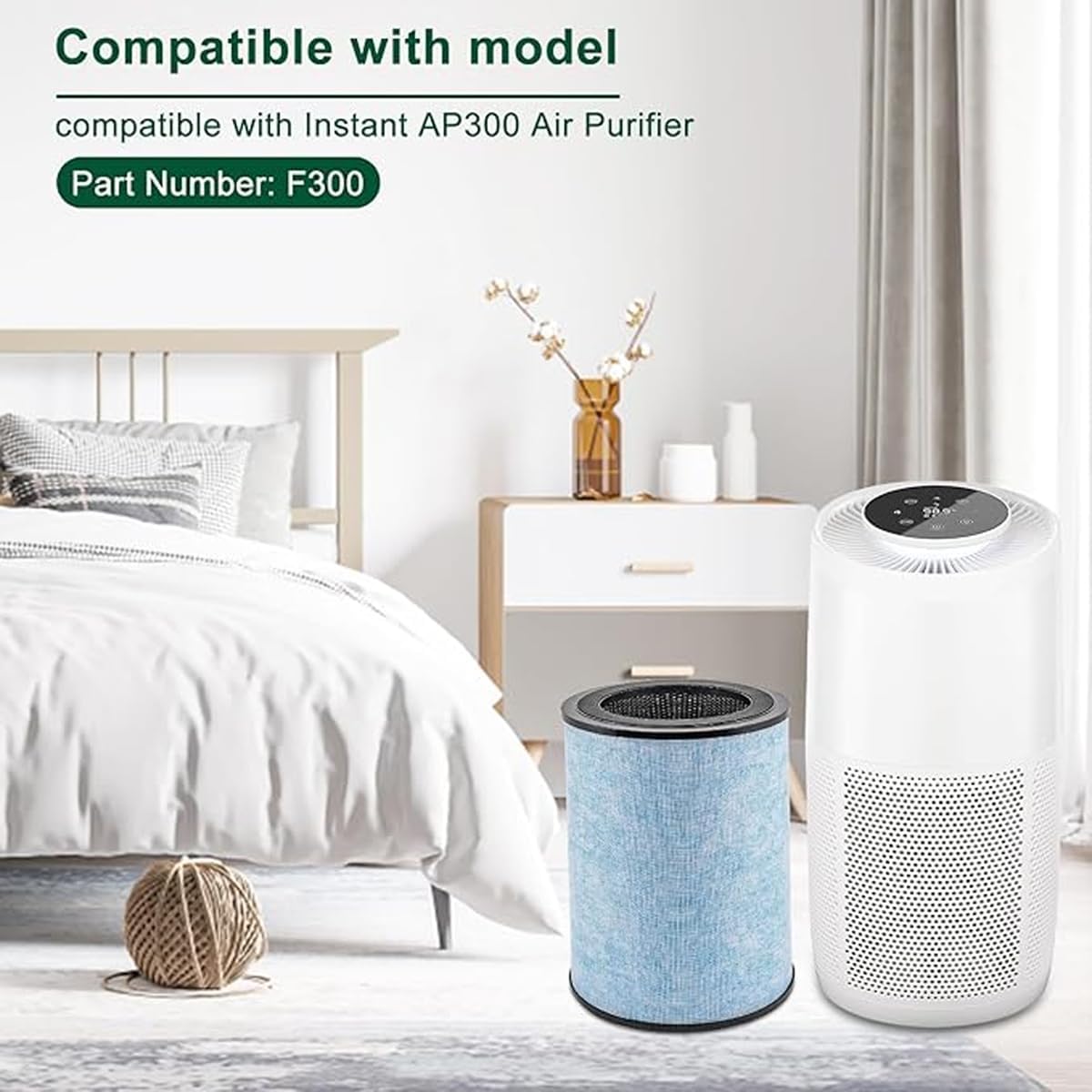 2 Pack AP300 Filter Replacement, Compatible with Instant® AP300 Air Purifier, Activated Carbon Filters, Compare to F300 Filter
