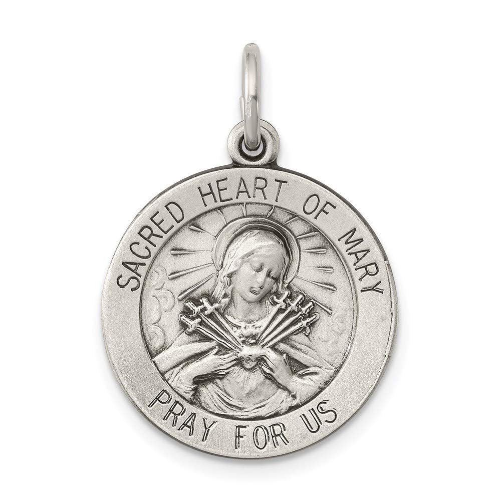 Ice Carats925 Sterling Silver Sacred Heart Of Mary Medal Pendant