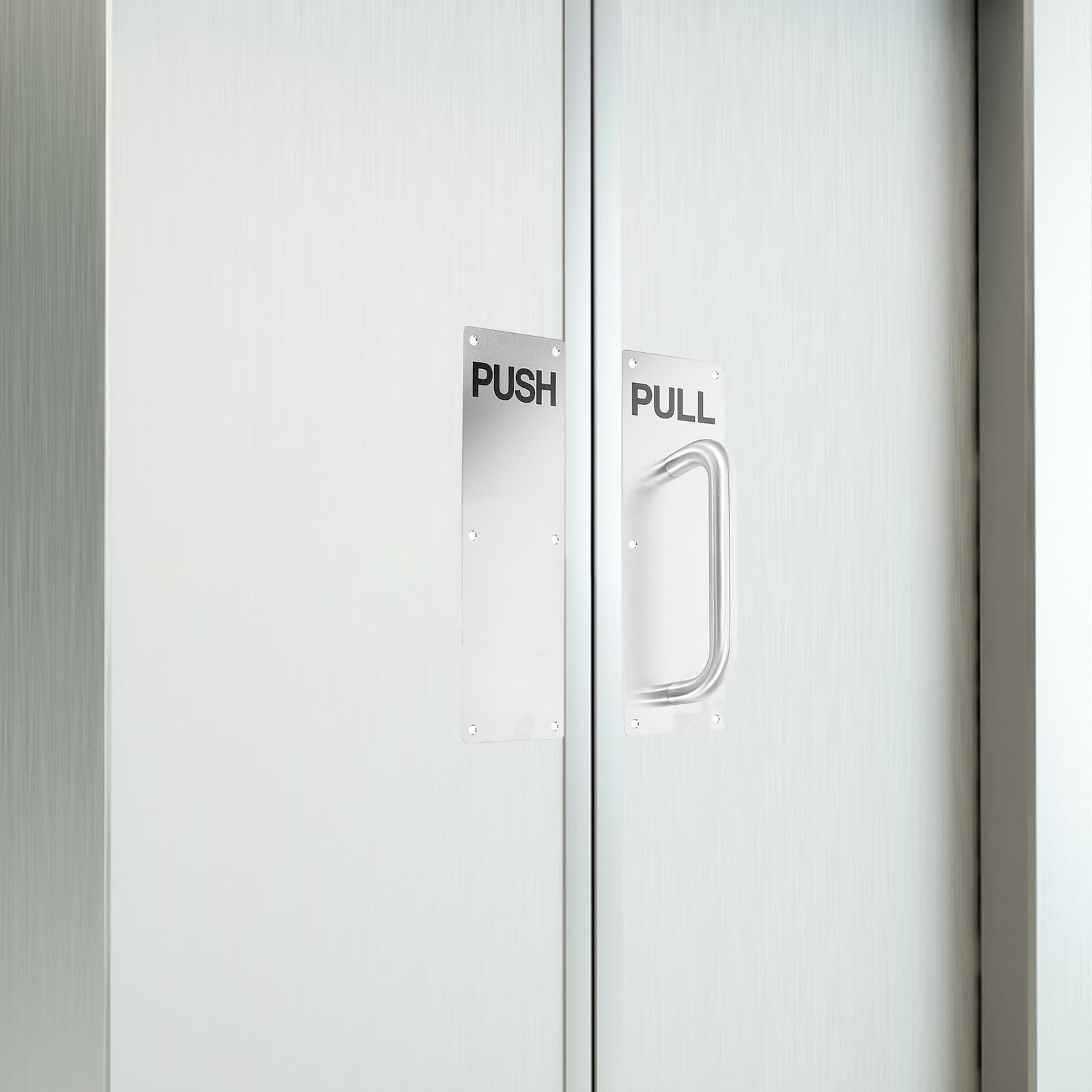 DOITOOL Manija De Puerta Comercial De Acero Inoxidable Push Pull Con Placa De Empuje Para Puertas Interiores Y Almacén 11.81X3.93X2.55In