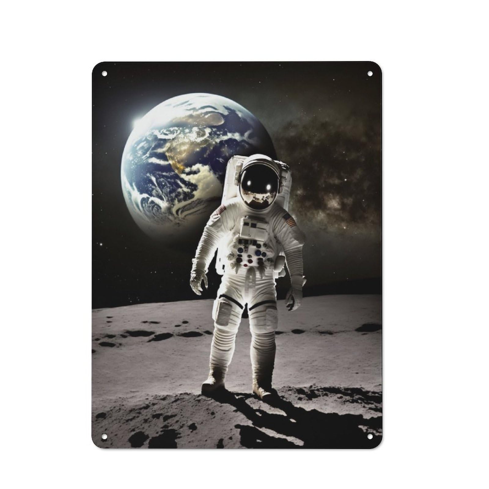Junmoney Apollo 11 Earth Portrait Tin Sign 40X30cm With For Workshop Wall, Vintage Decor, For Metal Sign Collectors, For Garage And Workshop Walls